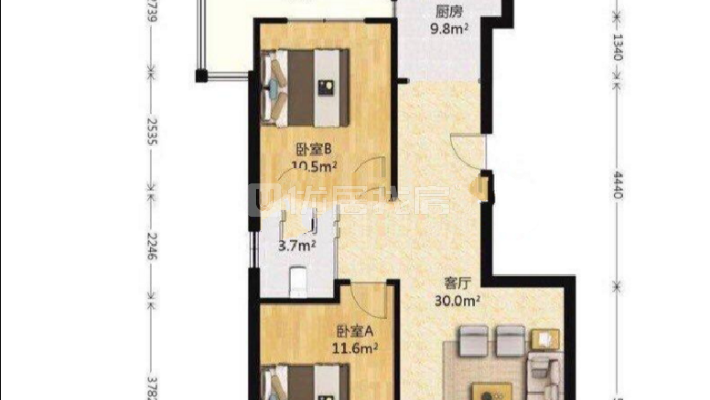 太湖国际花园一期 2室1厅 南北